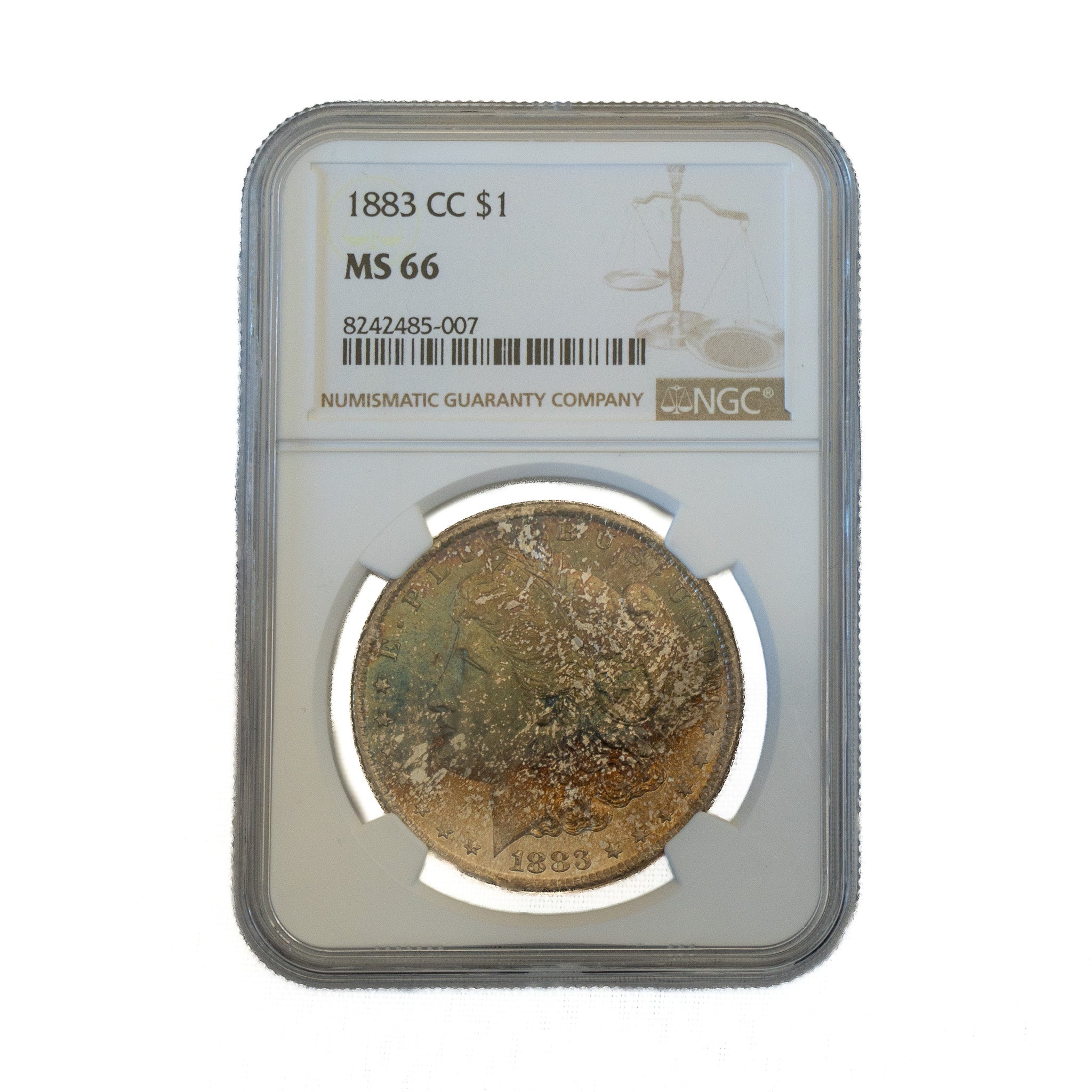 1883 $1.00 Toned Morgan Silver Dollar CC - NGC MS66