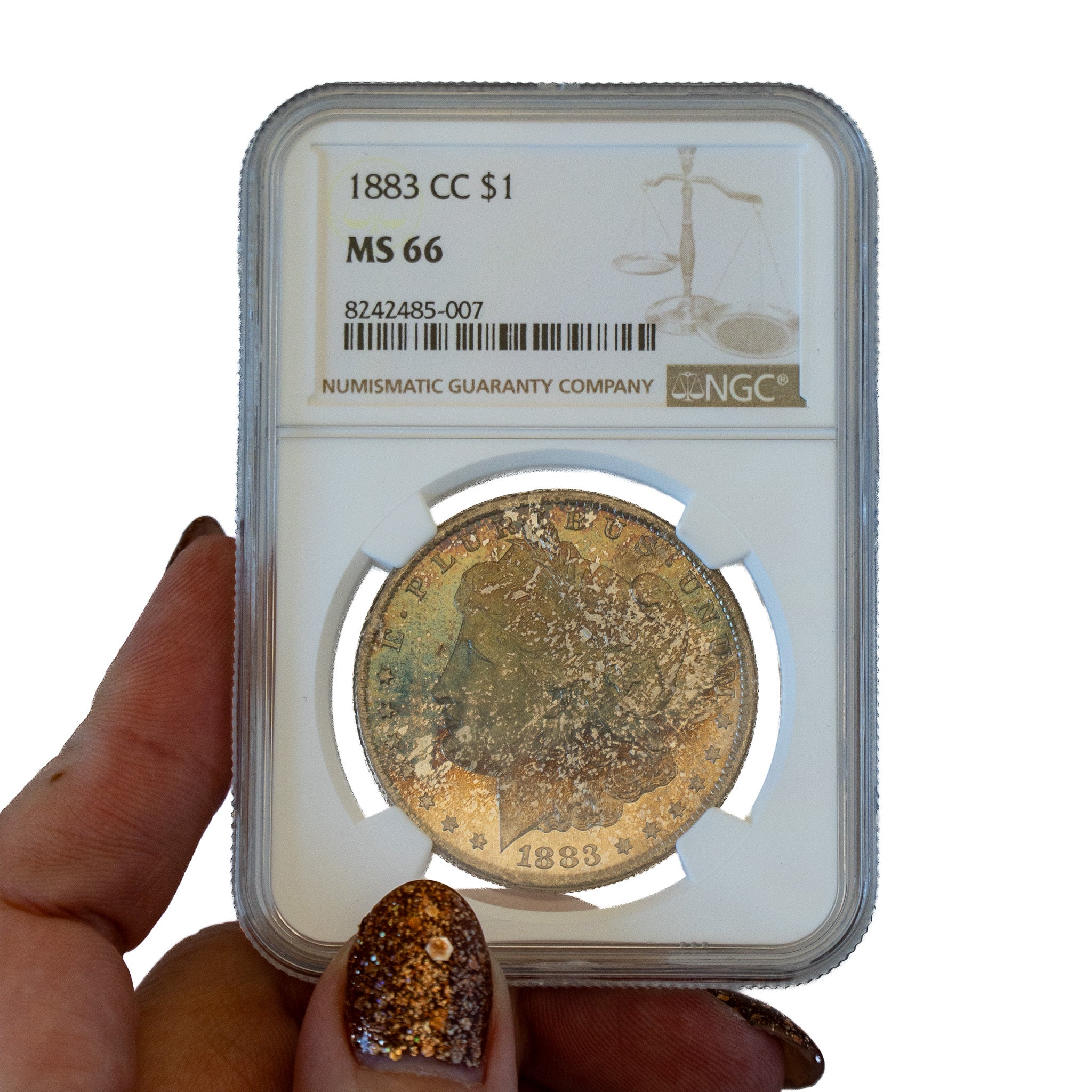 1883 $1.00 Toned Morgan Silver Dollar CC - NGC MS66