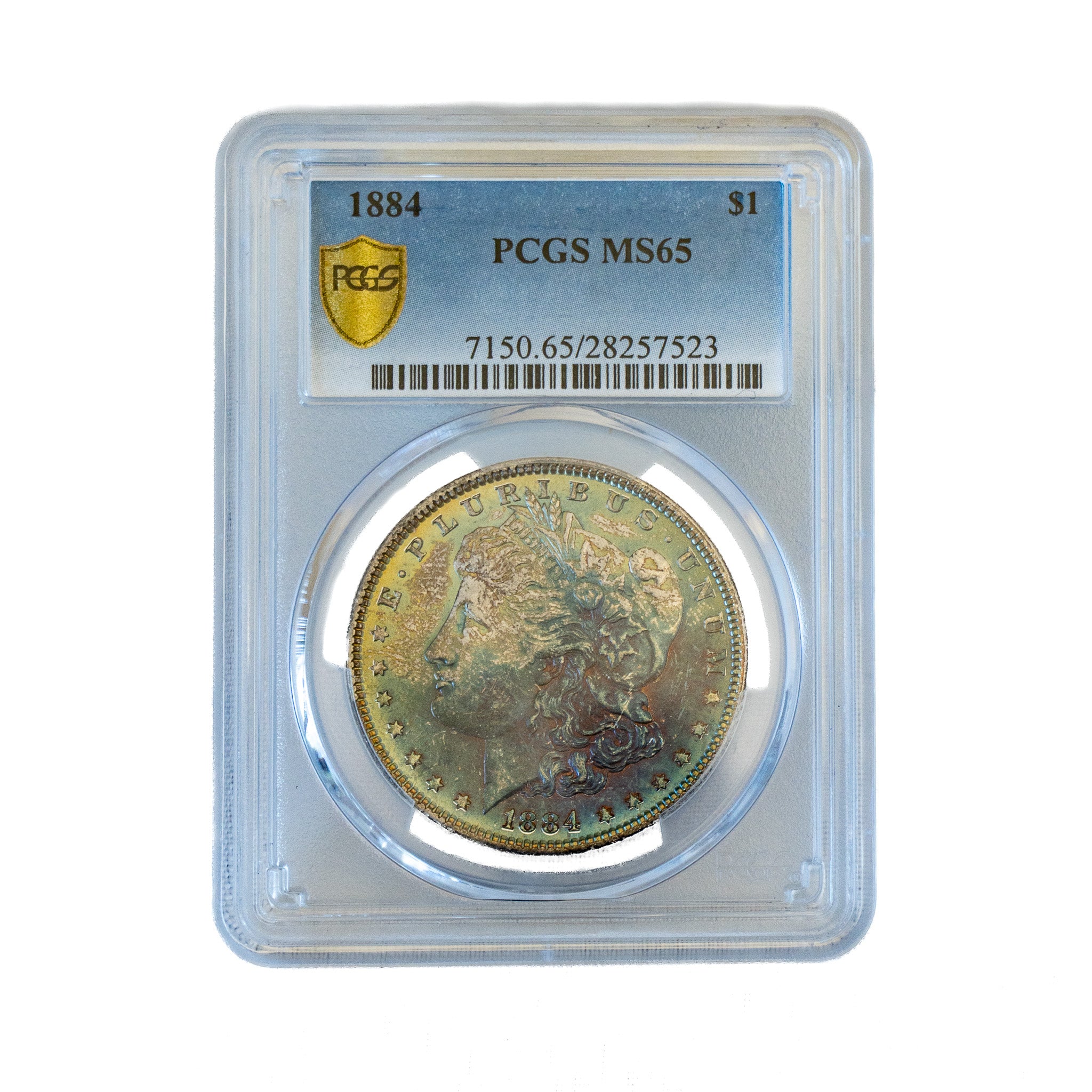 1884 $1.00 Toned Morgan Silver Dollar - PCGS MS65