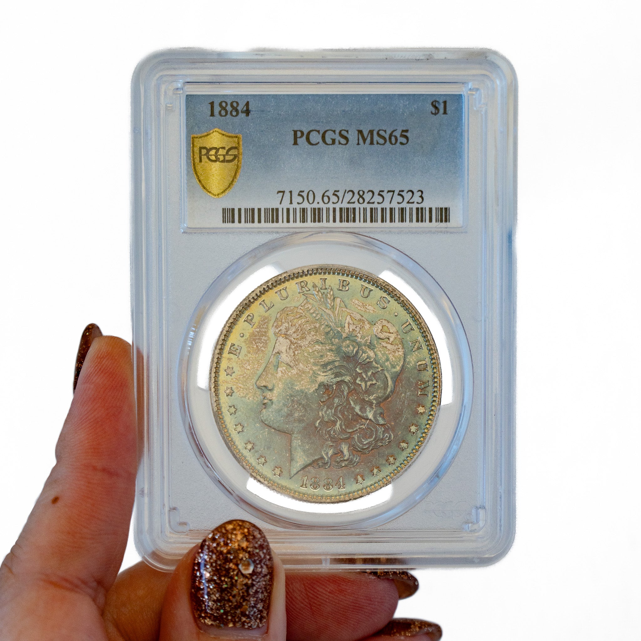 1884 $1.00 Toned Morgan Silver Dollar - PCGS MS65