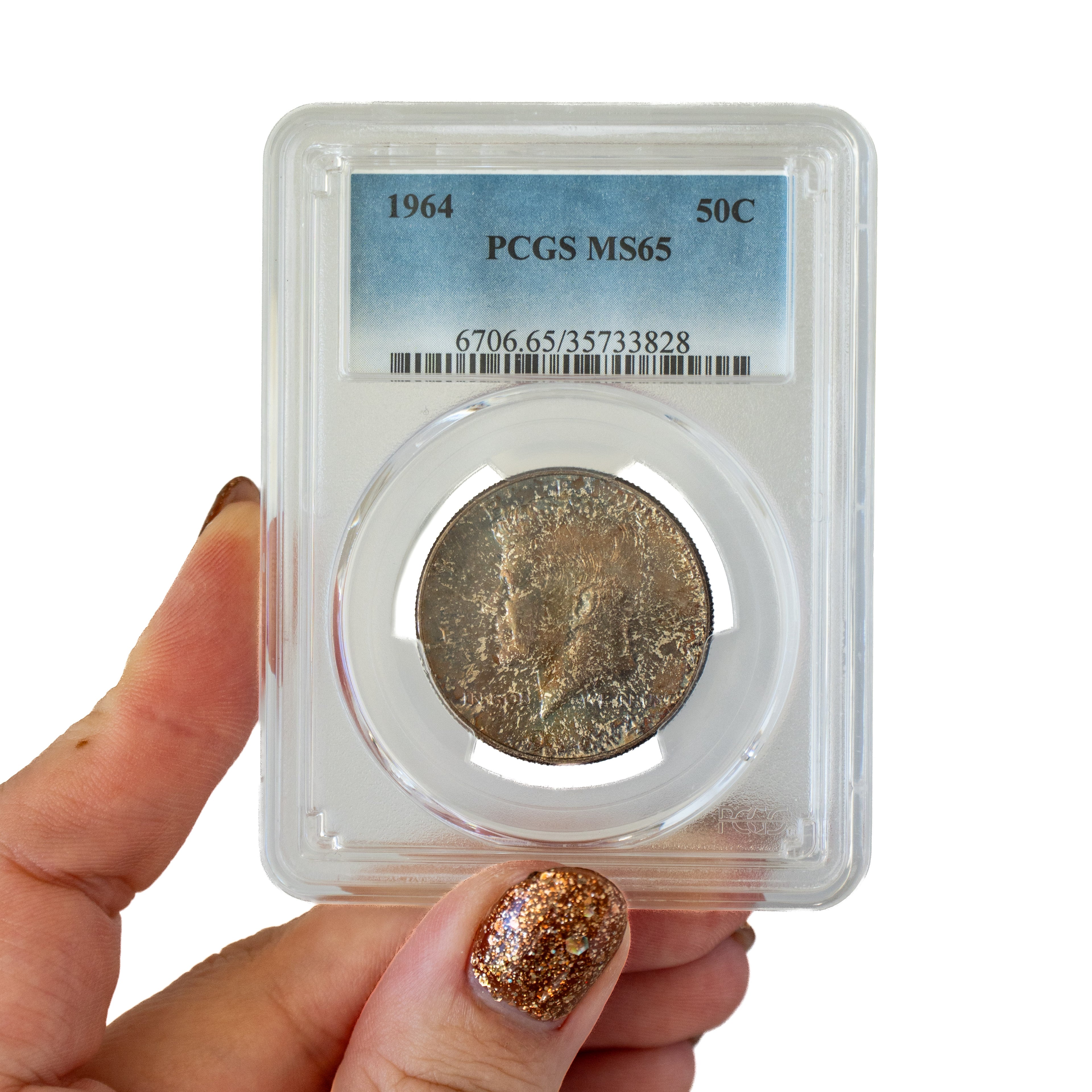 1964 $0.50 Toned Kennedy Half Dollar - PCGS MS65