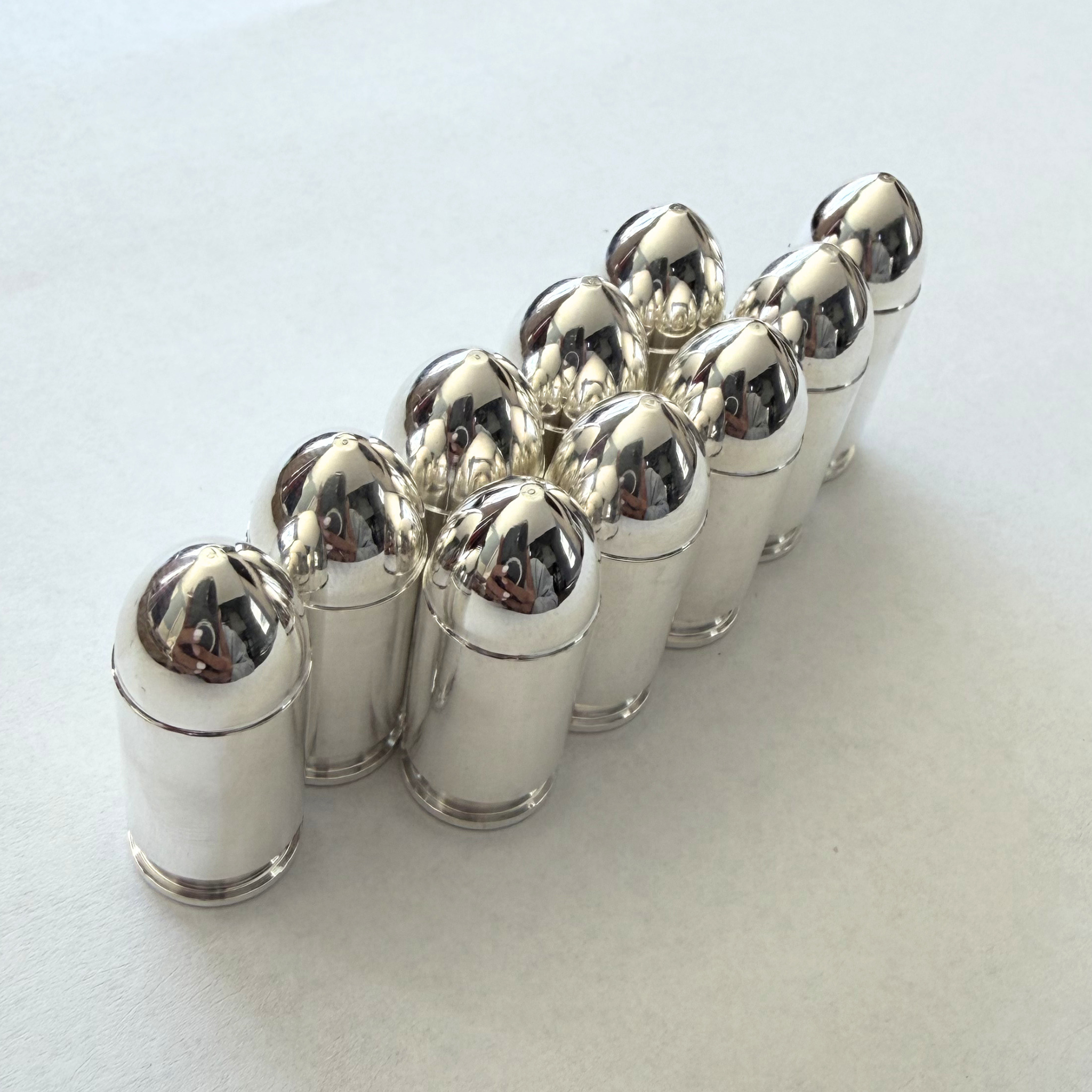 Box of 10 - 1 oz Silver Bullet Replica, .9999 Fine Silver, .45 Caliber, Frontier Mint Raw