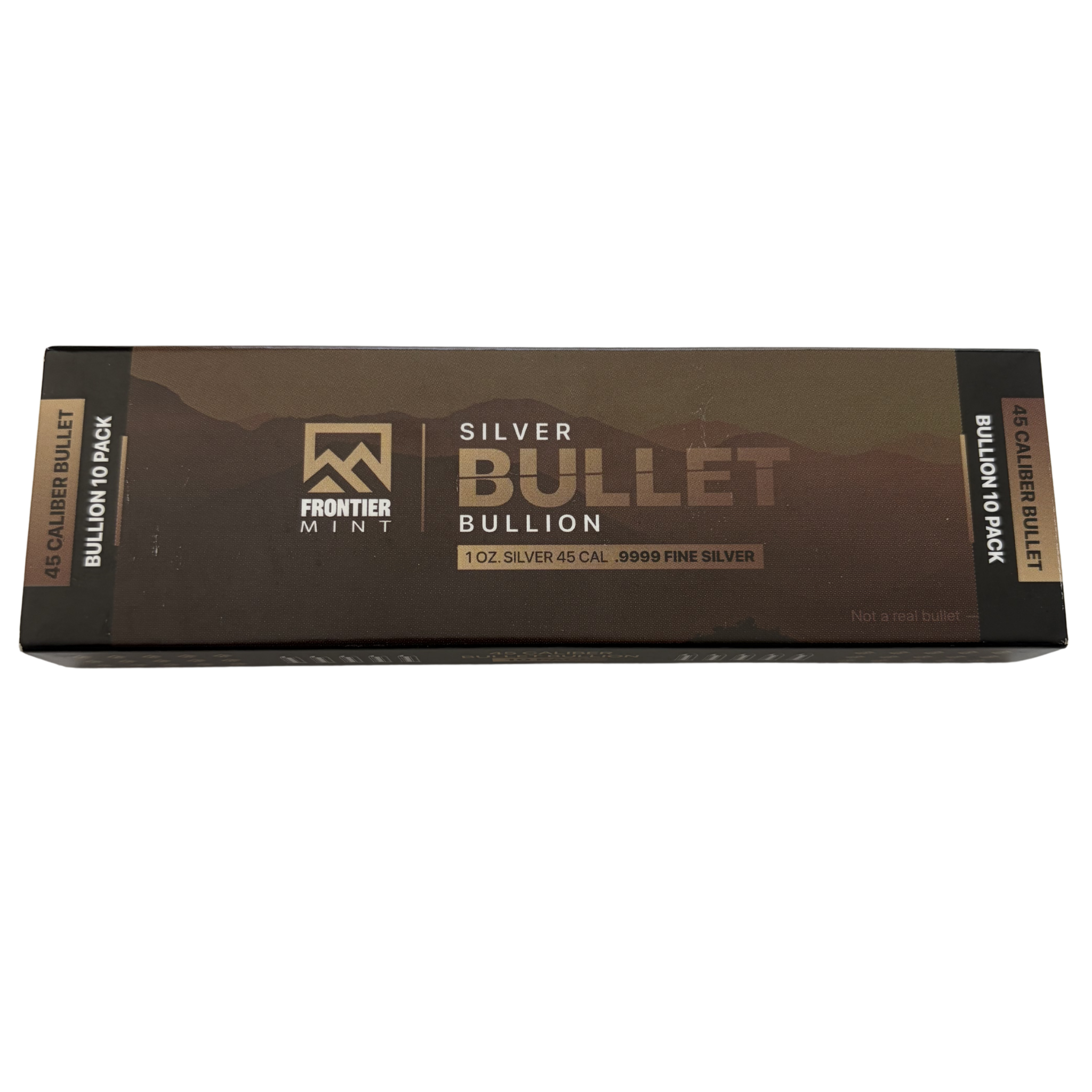 Box of 10 - 1 oz Silver Bullet Replica, .9999 Fine Silver, .45 Caliber, Frontier Mint Raw