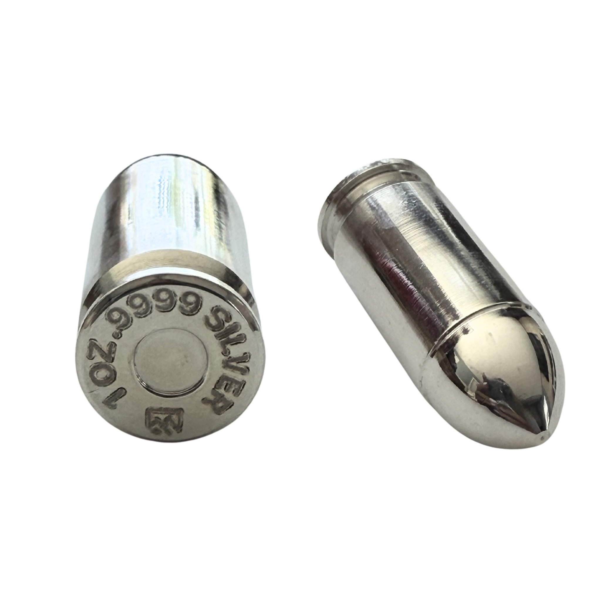 Box of 10 - 1 oz Silver Bullet Replica, .9999 Fine Silver, .45 Caliber, Frontier Mint Raw