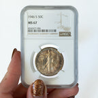 1946 $0.50 Toned Walking Liberty Half Dollar S - NGC MS67
