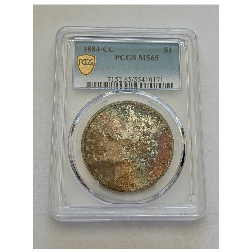 1884 $1.00 Toned Morgan Silver Dollar CC - PCGS MS65